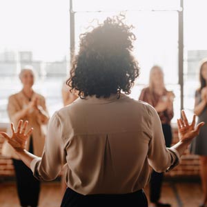 Woman leading group class